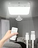 Ein Stück LED Deckenleuchte mit Bewegungsmelder–4000mAh Akku deckenlampe,Magnetische Montage,3 Farbtemperaturen,Dimmbar,USB Wiederaufladbar,Kabellos,Ideal für Bad,Flur,Treppe,Keller–Mit Fernbedienung