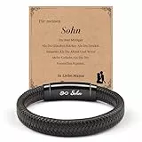 CheersLife Sohn Geschenk 18. Geburtstag Junge Armband Herren An Meinen Sohn Lederarmband Herren Armbänder Leder Verstellbar Geschenke für Männer Valentinstag für Ihn Geburtstag 17 18 19 20 21 25 30
