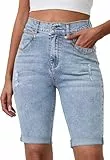 Alaster Queen Bermuda Shorts Damen Sommer Mode Kurze Hose Damen Shorts Freizeit Bermuda Denim Klassischblau M
