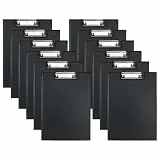 Idena 90294 - Klemmbrettmappe für DIN A4, 12 Stück, Hochformat, PVC beschichtetes Clipboard in Schwarz, mit Deckel