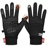 Yobenki Warme Winterhandschuhe, rutschfeste Touchscreen-Handschuhe, winddicht und wasserabweisend, Laufhandschuhe, Thermohandschuhe, kaltes Wetter, Fahrradhandschuhe für Herren und Damen, Wandern,