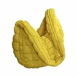 tuwiwol Umhängetasche für Damen, große Öffnung, Haltbarkeit, Oxford Stoff, wasserdicht, verschleißfest, Umhängetasche für Damen, Cloud Tasche, weiche Tasche, Gelb