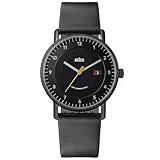 Braun 3-Zeiger-Herrenuhr mit solarbetriebener Quartz-Datumsanzeige, schwarzes Ziffernblatt und schwarzes Lederarmband, 40-mm-Edelstahlgehäuse, Modell BN0301BKBKG