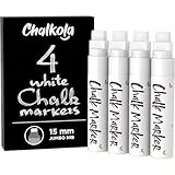 Chalkola Kreidestifte für Tafel Abwaschbar Weiß - 4 Kreidemarker Weiss 15mm dicke Spitze - Kreidestift Weiß für Fenster, Tafel, als Glasstift- Chalk Markers für die Erwachsene und Kinder