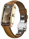 Fitness Tracker Damen Schmal Elegant Luxuriös Classic Smartwatch Damenuhr Fitnessuhr für Frauen Aktivitätstracker Pulsuhr Sportuhr mit Herzfrequenz Schlafmonitor Schrittzähler Rechteckig Braun
