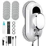 Oamger Fensterputzroboter,5600Pa Elektrischer Fensterreiniger,Fensterroboter mit Fernbedienung und Kantenerkennungssystem,Automatischer Fensterreiniger für Innen- und Außenfenster,10 Tücher (Weiß)