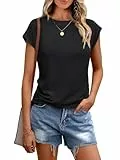 Cuptacc Tank Top Damen Sommer Rundhals Oberteile Damen Elegant Tops Cute Tshirt Basic Business Outfit Bluse Schwarz Groß L 42-44