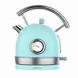Cecotec Elektrischer Wasserkocher ThermoSense 420 Light Blue, 1,8L Kapazität, 2200W, Temperaturanzeige, 360° Basis, Edelstahl, Vintage-Stil, Blau, Automatische Abschaltung, BPA-frei