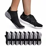 YouShow 8 Paar Sneaker Socken Herren Damen Sportsocken Laufsocken Atmungsaktiv Baumwolle Gepolsterte Kurze Halbsocken Schwarz 43-46