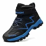 ASHION Winterschuhe Kinder Winterstiefel Jungen Mädchen Schneestiefel Wanderstiefel Warm Gefütterte Stiefel (Schwarz Blau,36 EU)