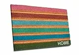 Hanse Home Fußmatte Kokos für Innen - Schmutzfangmatte Natur, Kokosmatte Outdoor Home Streifen Bunt, Wetterfest und rutschfest Fußabtreter für Flur, Terrasse, Eingangsbereich - 45x75cm