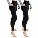 Leafigure 2er Pack Sport Leggings Damen High Waist Sporthose Damen Mit Taschen Gym Leggings Blickdicht für Sport Yoga Schwarze LXL
