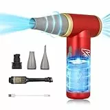 Kica JetFan 2 Kit 2-in-1 Elektrisches Staubgebläse & Air Duster, Wiederaufladbares Druckluftspray mit 101000 U/min, Handliches Luftdruckspray Alternative für Laptop, Auto, Sofa & Bürogeräte - Rot