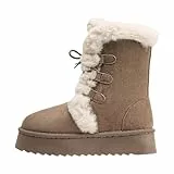 Generisch Winterstiefel Damen Gefütterte Warm Wildleder Schneestiefel Winterschuhe Plüsch Dicke Sohle Höhe verbessernde Baumwollschuhe Stiefel Barfuß Gummistiefel Damenschuhe