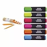 Amazon Basics - Holzgefasste Bleistifte, HB, vorgespitzt, 30er-Pack, orange & OFFICER PRODUCTS PRODUCTS Textmarker Leuchtend/ 6er Pack