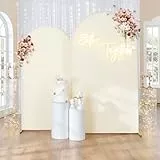 Bogenabdeckungen, 2 m, 1,8 m, beige, knitterfrei, 2 Stück, doppellagig, dehnbar, Spandex, rund, Chiara-Bogen-Hintergrund, Ständer, Abdeckungen für Hochzeit, Geburt, Party, Babyparty, Fotohintergrund