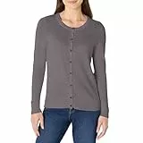 Amazon Essentials Damen Leichte Rundhalsstrickjacke (Erhältlich In Übergröße), Dunkelgrau Meliert, L