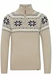 11 Project PRTim Herren Strickpullover Troyer Grobstrick Pullover mit Troyer-Kragen aus hochwertigem Woll-Mix-Material, Größe:XL, Farbe:Crockery (161104)
