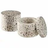 APS 15917 Dose TERRAZZO 2er Set - Beton, Ø 6 cm, H: 5 cm, Terrazzooptik, Unikat