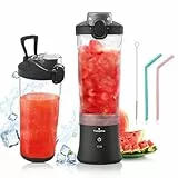 Vaeqozva Smoothie Maker Klein Blender 600ml,Tragbarer Mixer Smoothie Maker To Go Mixer Mini Standmixer USB mit 6 Klingen für Saft Shake Smoothie Marmelade für Outdoor Sport Reisen,Schwarz