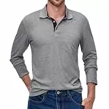 Zetieny Herren Poloshirt Langarm Casual Polohemd Kontrast Klassisch Poloshirts Baumwolle Herbst Winter Polo Shirts Polo Kragen Pullover mit Tasche