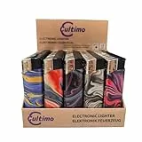 Cultimo 50 Stück Elektronik Feuerzeuge mit Motive, Nachfüllbar & Kindergesichert | Feuerzeug Lighter elektronische, Gas befüllt (Kunst)
