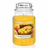 Yankee Candle Duftkerze im Glas (groß) | Mango Peach Salsa | Brenndauer bis zu 150 Stunden | Perfekt zum Muttertag | Geschenke für Frauen