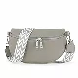 TANTOMI Umhängetasche Damen PU Leder, Crossbody Bag Mit Breitem Gurt, Bauchtasche Stylisch, Elegante Gürteltasche