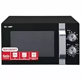 Sharp R204BA Solo-Mikrowelle,20 L,800 W,6 Leistungsstufen,Timer von 30 Minuten bis 00 Sekunden,Schwarz