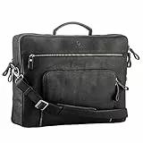 DONBOLSO San Francisco - Leder Schultertasche für Herren, Business Tasche mit Organizerfach für Zubehör, Notebookfach, abnehmbarer Schultergurt, Ideal für Arbeit und Studium, Schwarz, 41x10x34cm