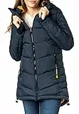 Sublevel Damen Winterjacke Stepp-Mantel mit Kapuze lang & tailliert, Outdoorjacke für Damen dark-blue 3XL
