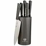 KARL HAUSMANN Messerblock mit Messer - 5 teilig - Messerset und Messer Block - Küchenmesser Set - Kitchen Knife Set - Messerblock aus Kunststoff mit Borsteneinsatz - Scharfe