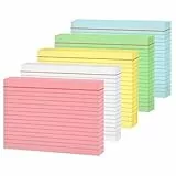 Koogel Karteikarten A6 liniert, 250 Stück in 5 Farben, Lernkarten für Notizen, Vokabeltraining, Prüfungsvorbereitung, School Supplies, 14,8 x 10,5 cm