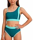 Happy Cherry - Mädchen Bikini Set 2-teiliges Teenager Tankini Sommer Kinder Badeanzug-Set Sportlicher Bademode mit Bikinis Top Slip für Schwimmen Strand Schwimmanzug Swimsuit - 13-14 Jahre - Grün