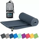 Fit-Flip Mikrofaser Handtuch - kompakte Microfaser Handtücher - ideal als Sporthandtuch, Reisehandtuch, Strandtuch - schnelltrocknend und leicht - Badetuch groß (50x100cm, Dunkelgrau)