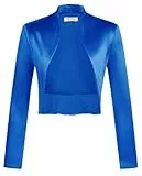 Belle Poque Damen Vintage Satin Bolero Lange Ärmel Offen Vorne Gerafften Saum Shrug für Abend Party