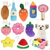 Reyshin 10 Stück Quietschspielzeug Plüsch Hundespielzeug, Obst Snacks und Gemüse für Hunde Quietschendes Spielzeug für Haustier Interaktives Spielzeug für Hunde (H01)