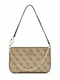 GUESS Noelle II Mini Top Zip Shoulder Bag Latte Logo/Brown