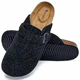 Torotto Hausschuhe Damen Pantoffeln Filzpantoffeln Clogs Filz Hausschlappen Bequeme Hüttenschuhe(schwarz,39 EU)
