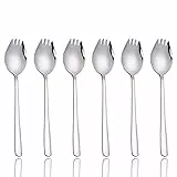 FANSEZQ 6 Stück 304 Edelstahl Spork Göffel, Salatlöffel, 2 In 1 Abendessen Gabel Suppenlöffel Salatgabel Nudellöffel, Multifunktion Löffel und Gabel für Camping zu Hause oder auf Reisen