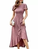 Berylove Damen Elegantes Glitzer Cocktailkleid Lang Festkleid Konfirmationskleid Hochzeitsgast Abendkleid 007 Blush XL