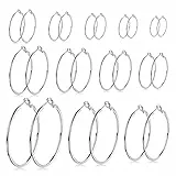 LEEQ 12 Paar Creolen Piercing Ohrreifen Edelstahl Ohr Ringe Set für Frauen Mädchen, 12 Größen, 20-75 mm