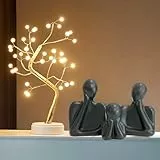 URBAN SENSE | Paar Familie Denker Statue Minimalistische 3-stellige Keramik Familie Skulptur | Dekorative Statuen für Bücherregal | Happy Family Unity Symbol | Familienstatue Mattschwarz