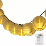 SALCAR 10m Lampion LED Lichterketten Batteriebetriebene, 40er LED Laternen Lichterkette Auße Beleuchtung für Garten, Terrasse, Hof, Haus - Warm