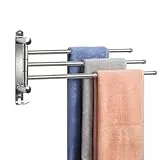 JSVER Handtuchhalter mit 180° Schwenkbar, 304 Edelstahl Handtuchhalter Bad mit 3 Ausfahrbarer Arm bis zu 50cm Handtuchstange Wandmontage für Küche, WC, Garderobe und Bad