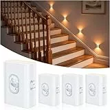 WILLED LED Nachtlicht mit Bewegungsmelder Akku, Wiederaufladbar Treppenbeleuchtung mit Bewegungsmelder, 2700K Warmweiß Nachtlicht Kinder für Flur, Treppe, Küche, Schrank, Bad(4 Stück)