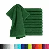 BaSaTex - 10er Pack Seiftücher für Gesichts- & Körperreinigung im Set - Frottee Seiflappen aus weicher Baumwolle in 30x30cm - Waschlappen Öko-Tex Made in Green Zertifiziert - Dunkelgrün
