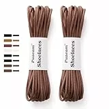 Puzeam 2 Paar Runde Business Schnürsenkel - 3 mm dünn gewachste Schuhbänder ideal für Anzugschuhe, Lederschuhe, Herrenschuhe, Oxford, Damen und Herren Ersatzschnürsenkel - Braun 90