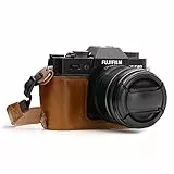 MegaGear MG959 Ever Ready Leder Kamera Halbtasche mit Trageriemen kompatibel mit Fujifilm X-T30, X-T20, X-T10 - Hellbraun