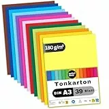 perfect ideaz - 39 Blatt Tonkarton DIN-A3, 13 Farben, 180 g/m², made in Germany, Blauer Engel zertifiziert
